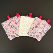 Lot de 5 cotons démaquillants fleurs roses 