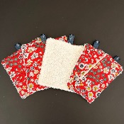 Lot de 5 cotons démaquillants rouges (10x10cm)